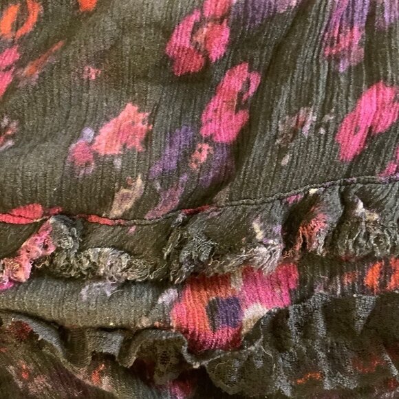 Free People Women's size 8P Sleeveless Dark Blue/Pink floral Racerback Pull on - Picture 11 of 14